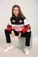 Ferrari Racing Team Parachute Jacket – Black, Red & White Unisex Windbreaker.