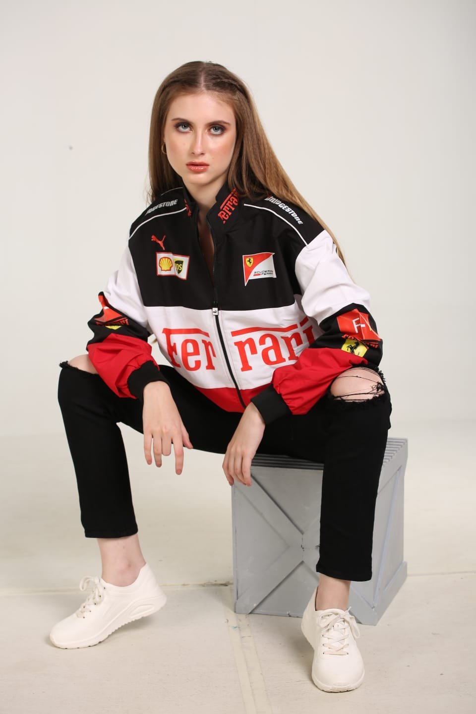 Ferrari Racing Team Parachute Jacket – Black, Red & White Unisex Windbreaker. 3 Ferrari Racing Team Parachute Jacket – Black, Red & White Unisex Windbreaker. - Image 3