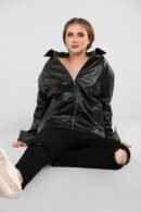 Black Synthetic Rexine Leather Jacket – Classic Streetwear, Affordable & Water-Resistant