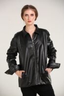 Black Synthetic Rexine Leather Jacket – Classic Streetwear, Affordable & Water-Resistant