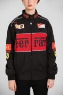 Ferrari F1 Racing Jacket – Premium Parachute Material, Black & Red Unisex Windbreaker