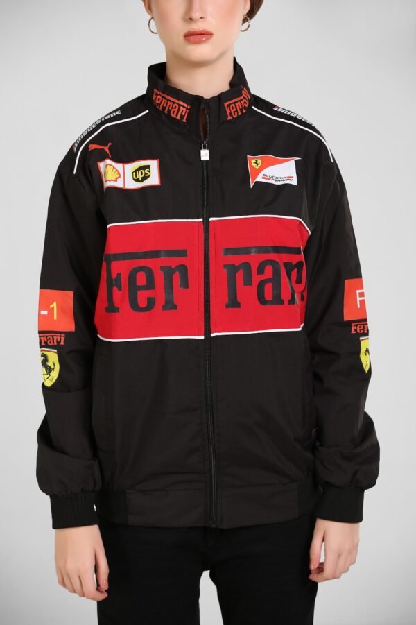 Ferrari F1 Racing Jacket – Premium Parachute Material, Black & Red Unisex Windbreaker - Image 7