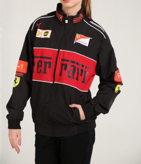 Ferrari F1 Racing Jacket – Premium Parachute Material, Black & Red Unisex Windbreaker - Image 5