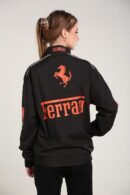 Ferrari F1 Racing Jacket – Premium Parachute Material, Black & Red Unisex Windbreaker