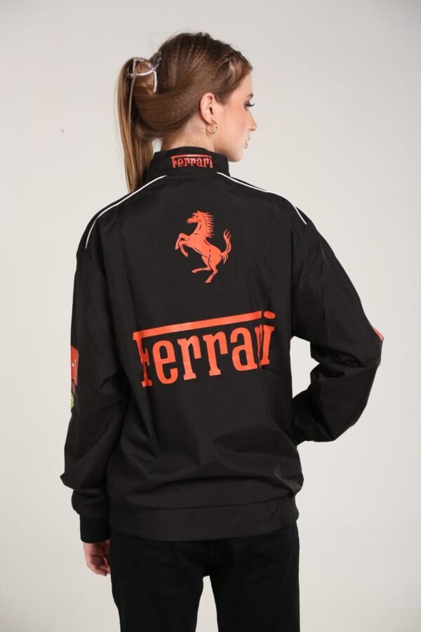 Ferrari F1 Racing Jacket – Premium Parachute Material, Black & Red Unisex Windbreaker - Image 3