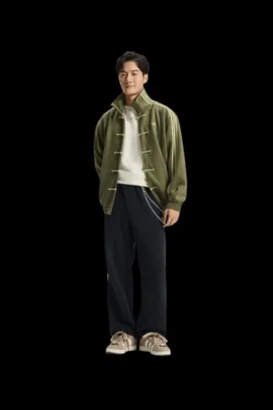 Adidas Men’s Chinese New Year Track Jacket – Olive Green Mandarin Collar Streetwear