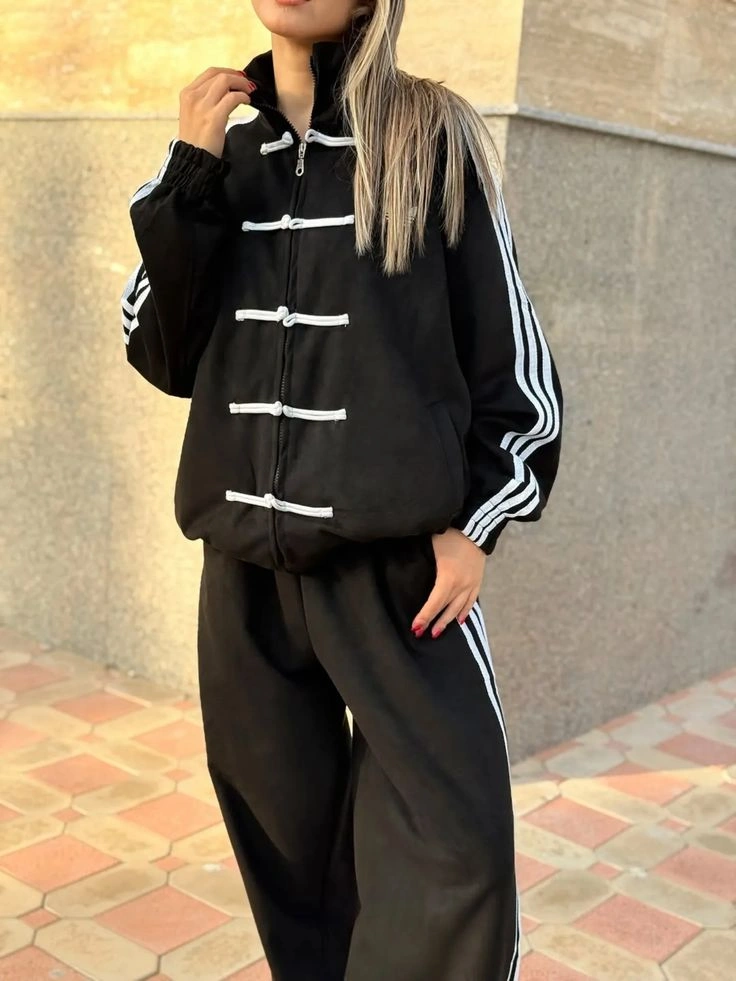 Black CNY Inspired Knot Jacket – Korean Oversized Streetwear Track Jacket for Men & Women | Aesthetic Urban Fashion India 2 Black CNY Inspired Knot Jacket – Korean Oversized Streetwear Track Jacket for Men & Women | Aesthetic Urban Fashion India - Image 2
