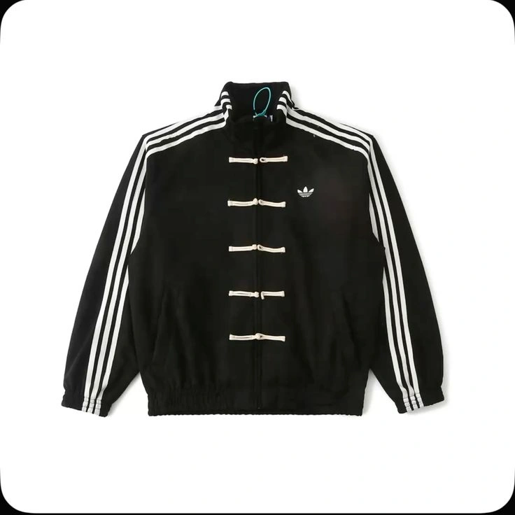 Black CNY Inspired Knot Jacket – Korean Oversized Streetwear Track Jacket for Men & Women | Aesthetic Urban Fashion India 3 Black cny adidas jacket