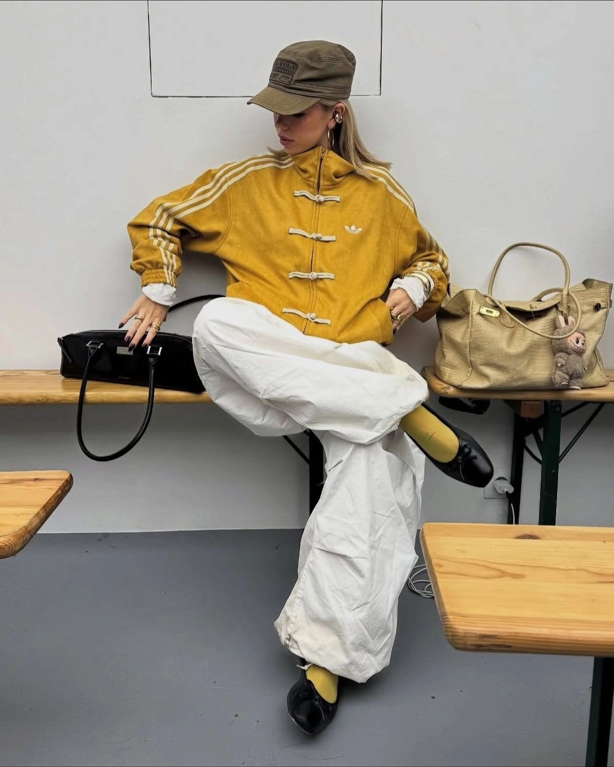 Mustard Yellow Oversized Chinese Knot Jacket for Women – Korean Streetwear High Neck Casual Track Jacket 1 Mustard Yellow cny Jacket