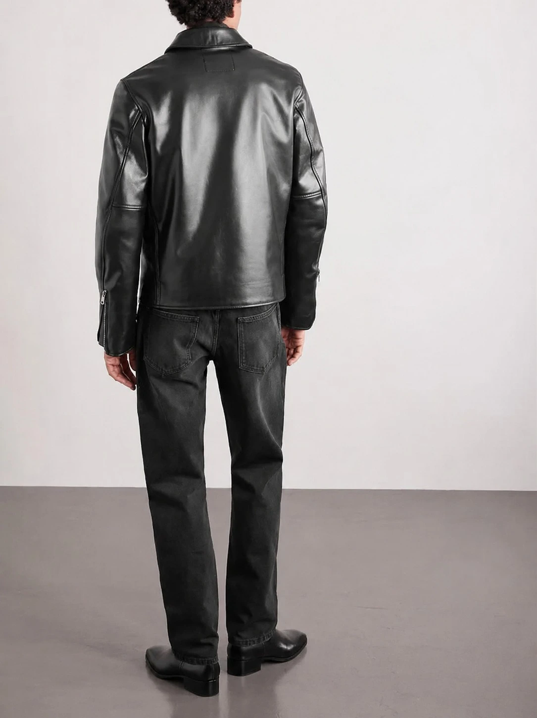 Black Faux Leather Jacket for Men – Premium Biker Style 4 Men's black faux leather biker jacket back view