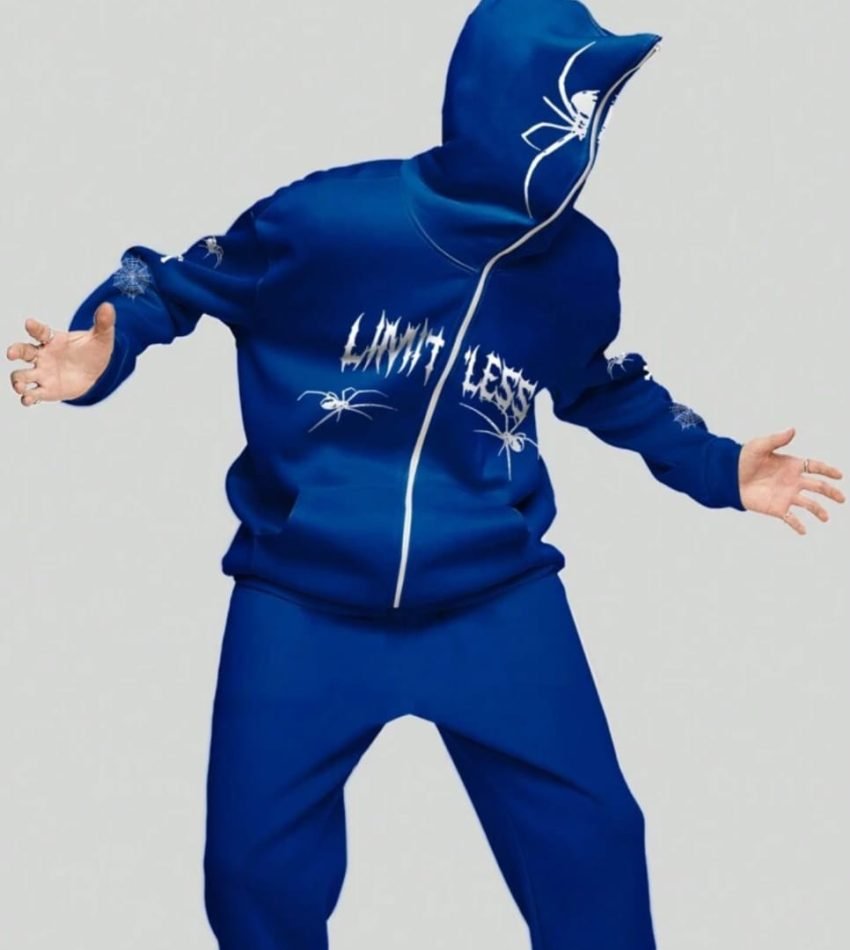 Blue cross spider zipper hoodie 1